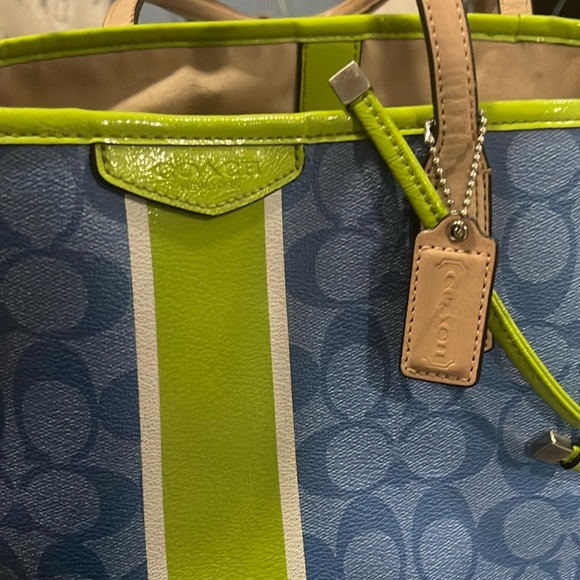 Coach Blue and Green Satchel - Picture 6 of 9